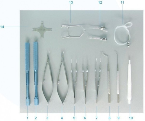 Instrument SYX14 réglé pour la petite chirurgie de cataracte d'incision (boîte de stérilisation incluse) (code No.59014)